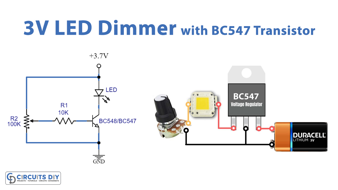 3V LED Dimmer Circuit with BC547 Transistor