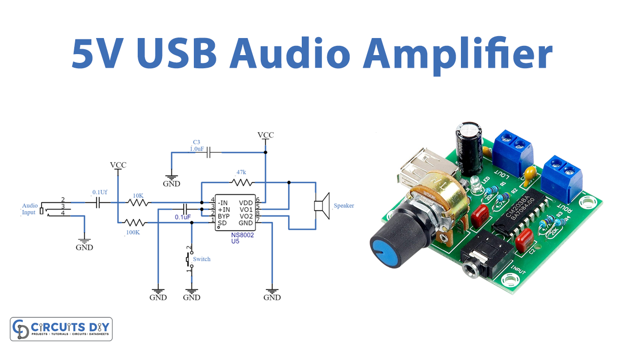 5V USB Audio Amplifier Circuit Diagram