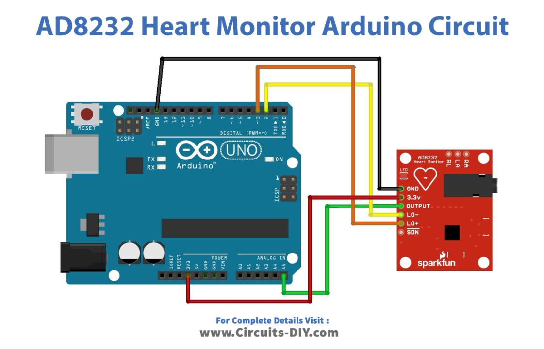 AD8232 Heart Monitor Arduino Circuit