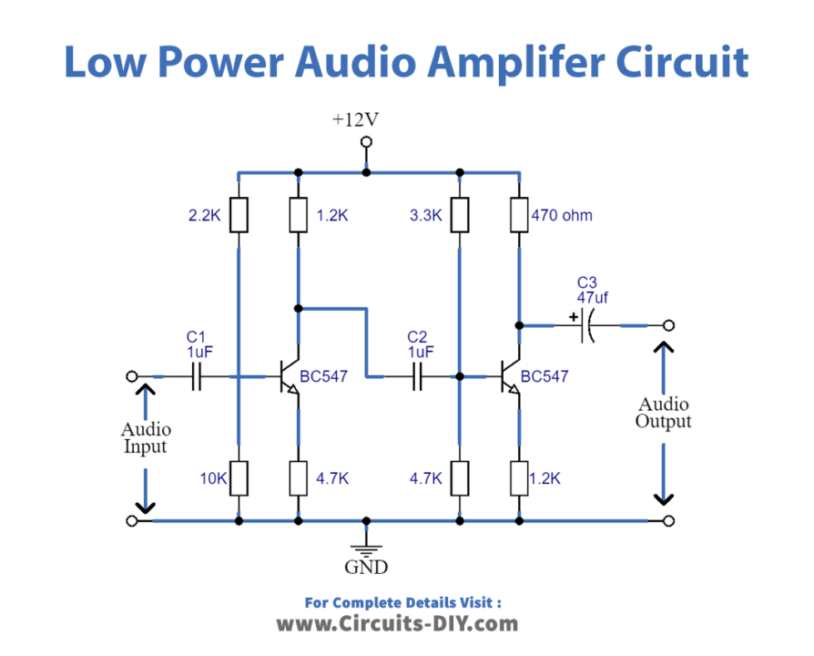 Audio-Amplifier-Low-Power-circuit-diagram-schematic