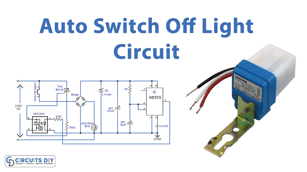 Auto On Off Night Lamp (230V) Wiring Diagram and Connection