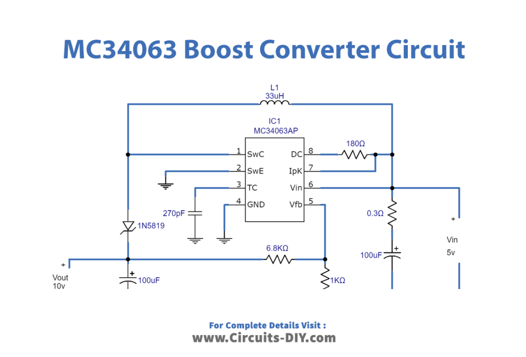 Boost-Converter-Circuit-Using-MC34063-IC-diagram-schematic