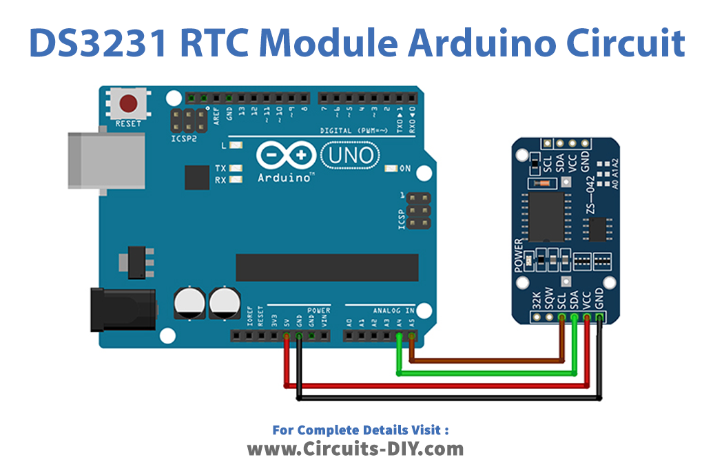 DS3231 RTC Module with Arduino Circuit
