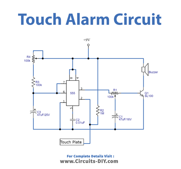 IC 555 Based Touch Alarm