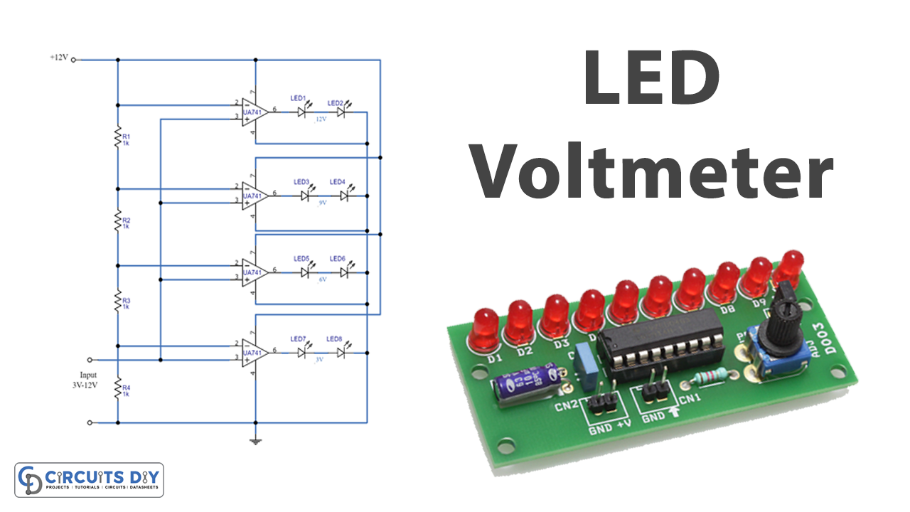 LED Voltmeter Circuit LM741