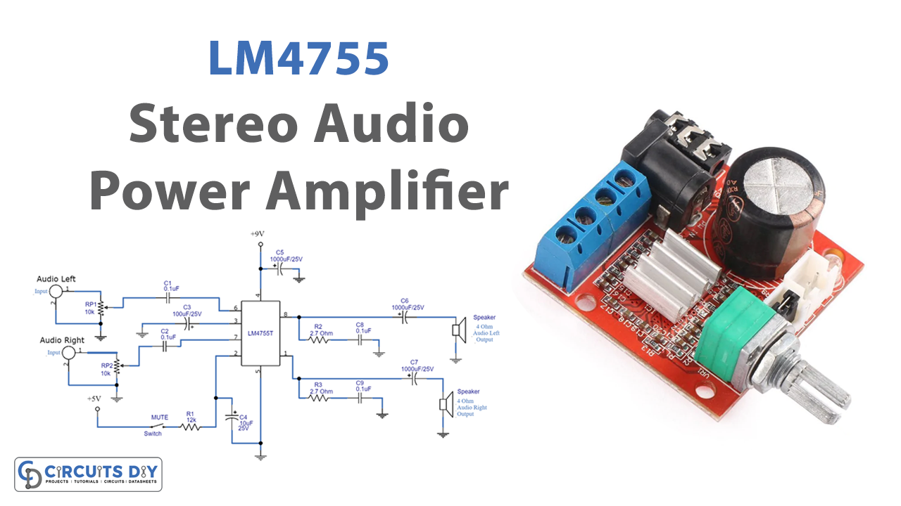 LM4755 Stereo Audio Power Amplifier Circuit