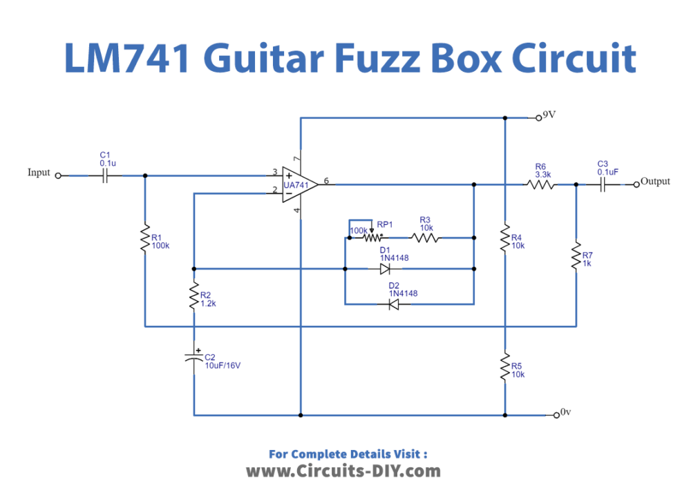 LM741 Guitar Fuzz Box Circuit