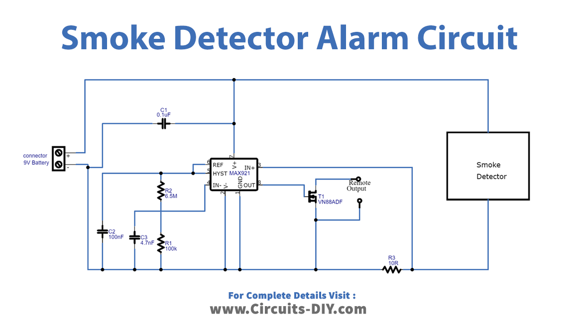 Remote-alarm-for-smoke-detector-circuit -diagram-schematic