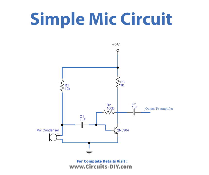 Simple-Mic-circuit-with-pre-amplifier-diagram-schematic