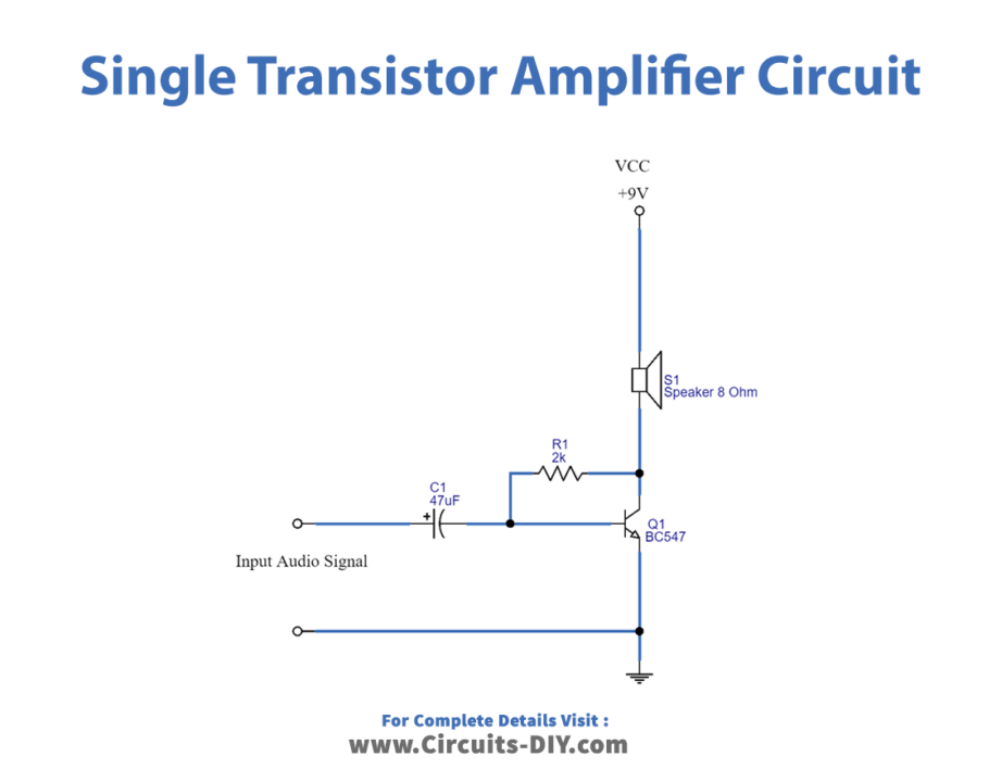 Simple-single-transistor-audio-amplifier-circuit-diagram-schematic