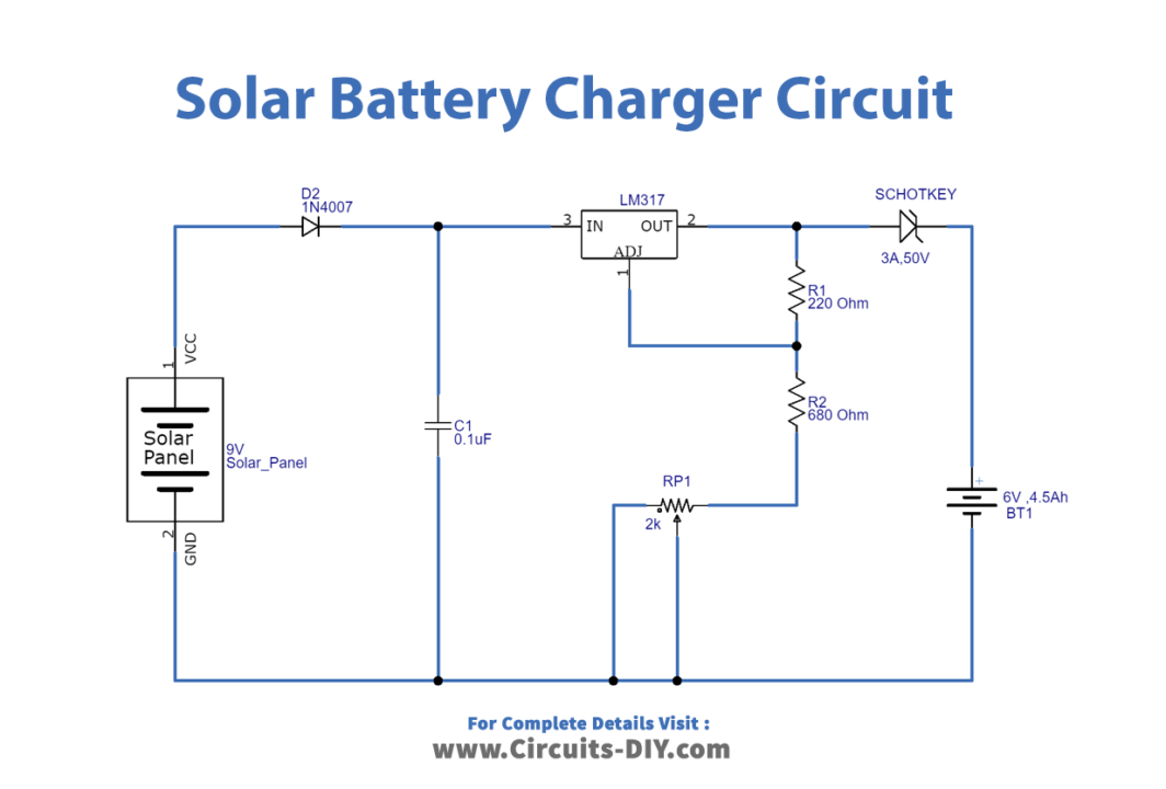 Solar-power-battery-charger-circuit-Diagram-Schematic