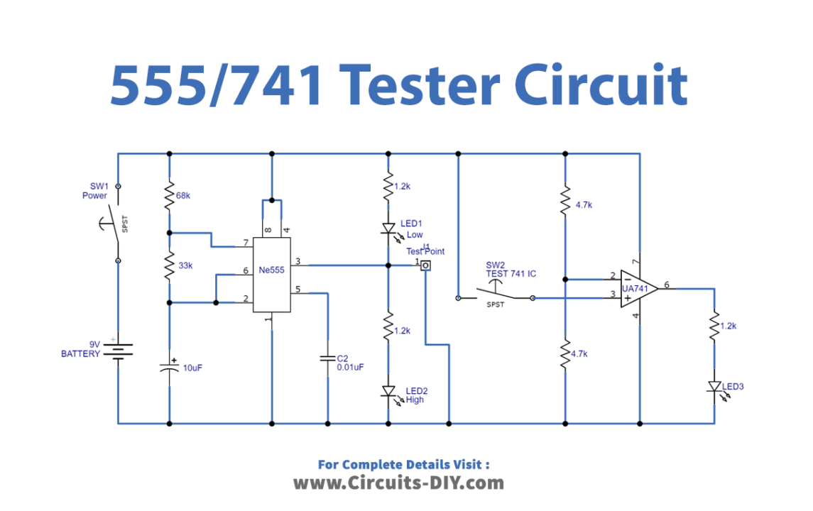 Tester-for-IC555-timer-and-IC741-op-amp-CIRCUIT-DIAGRAM-SCHEMATIC