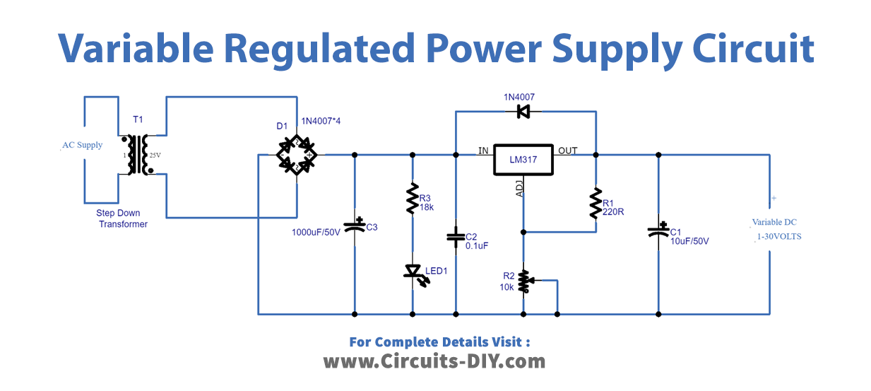 Variable-Regulated-Power-Supply-circuit-diagram-schematic