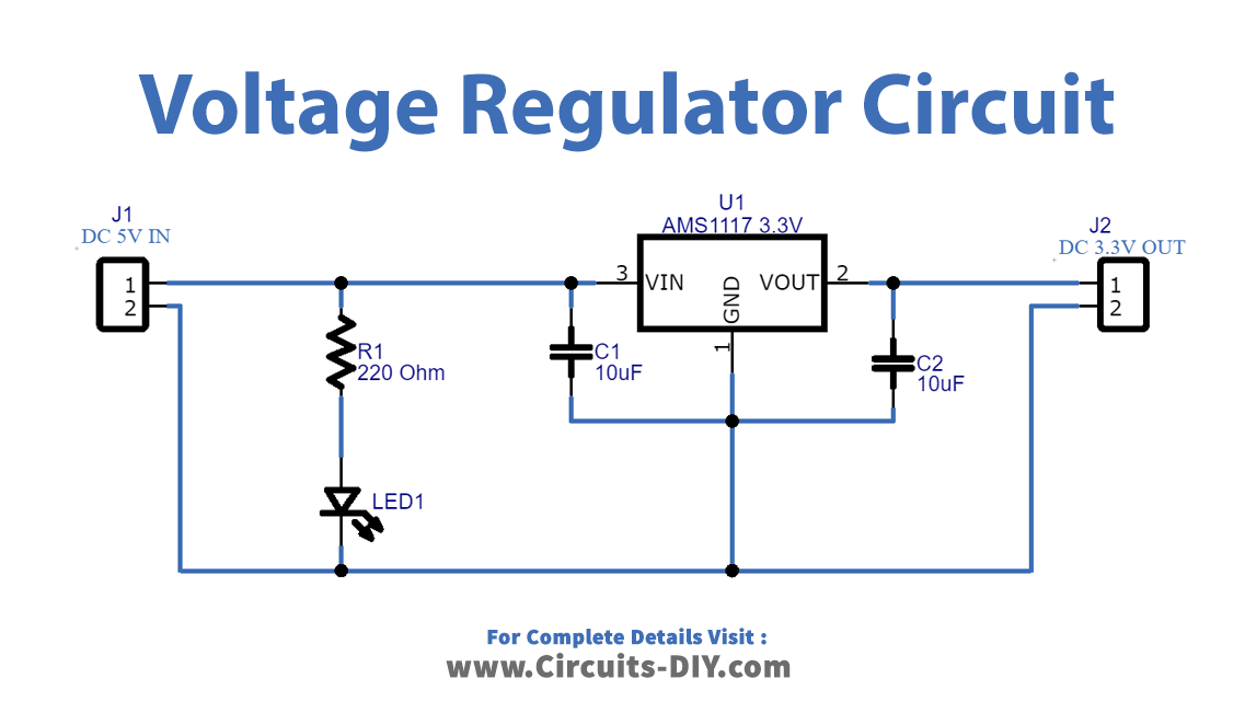 Voltage-Regulator-Circuit-5V-to-3.3V-diagram-schematic