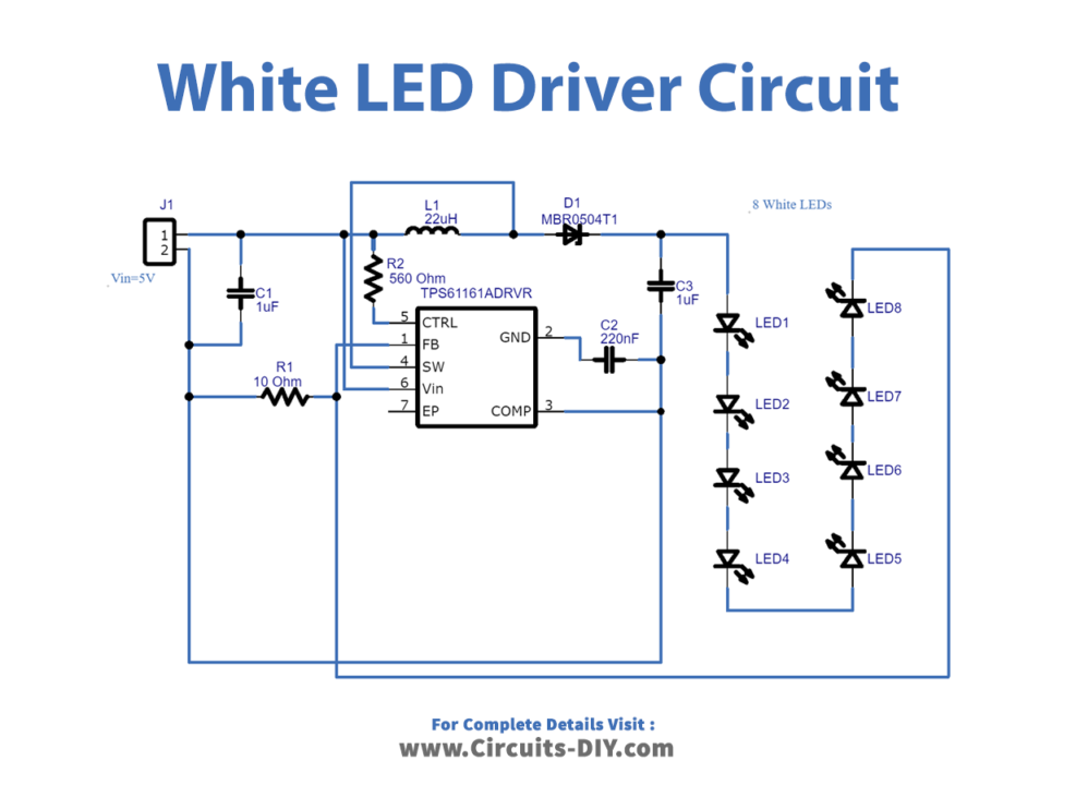 White-LED-Driver-circuit-using-TPS61161A-diagram-schematic