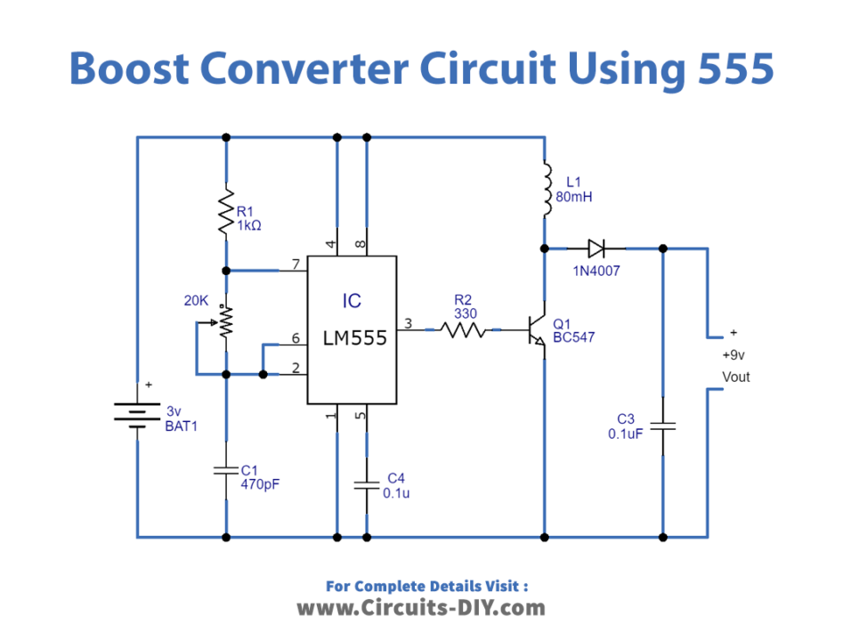 Boost Converter Circuit using LM555