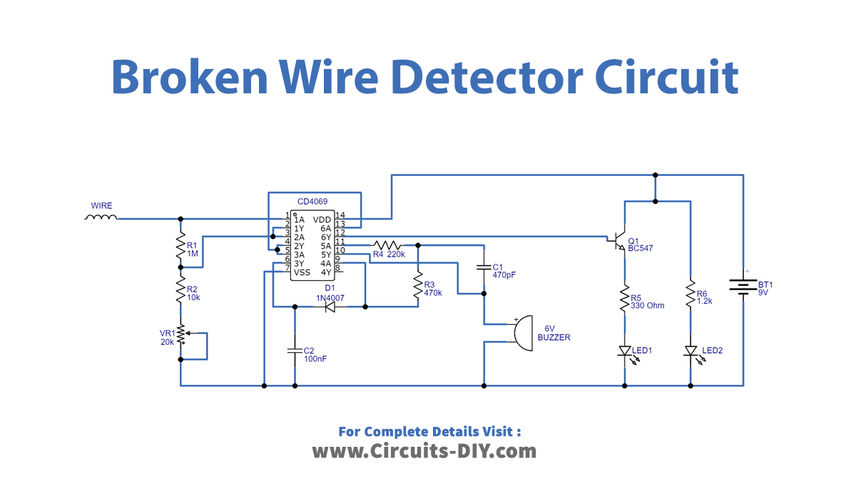 broken-wire-detector-circuit-diagram-using-IC4069-Schematic