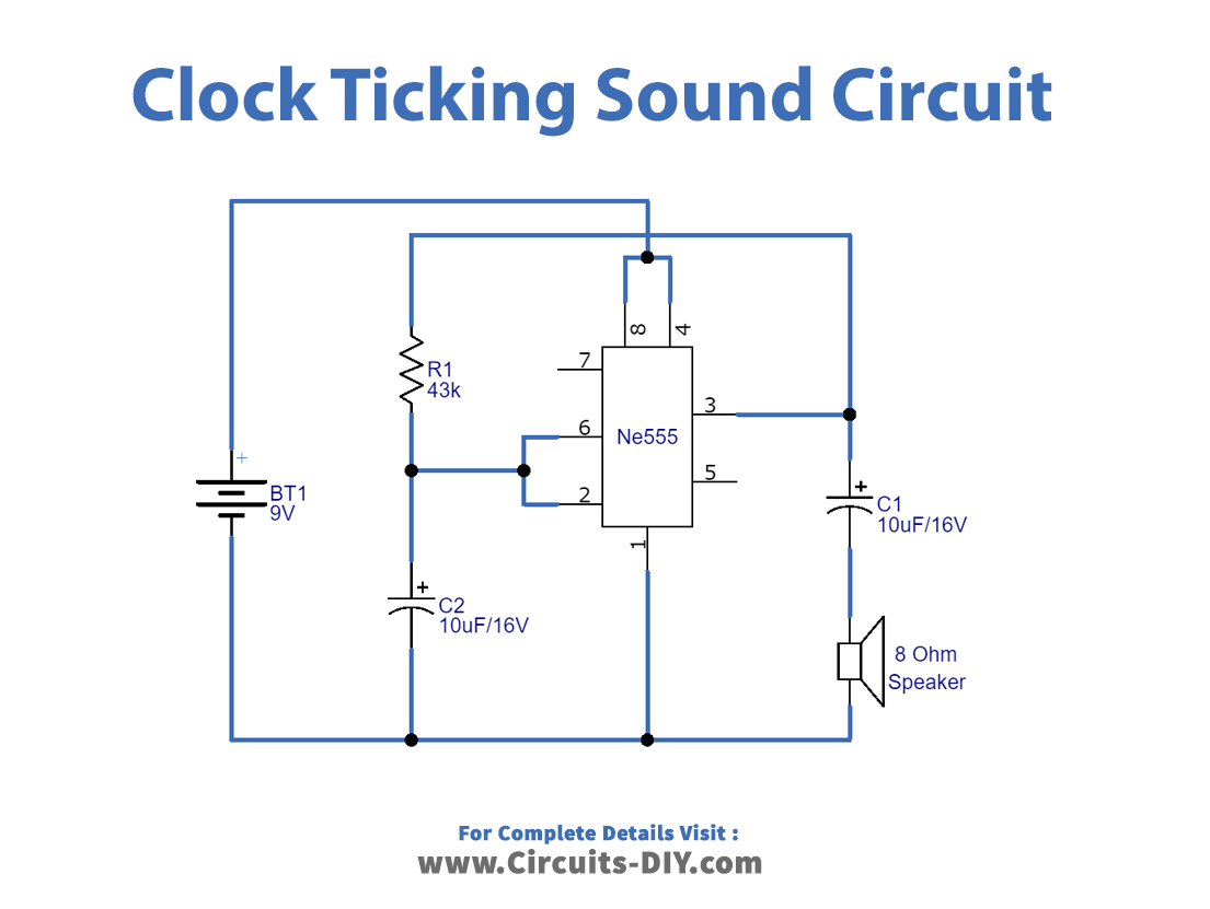 Clock Ticking Sound Circuit using 555