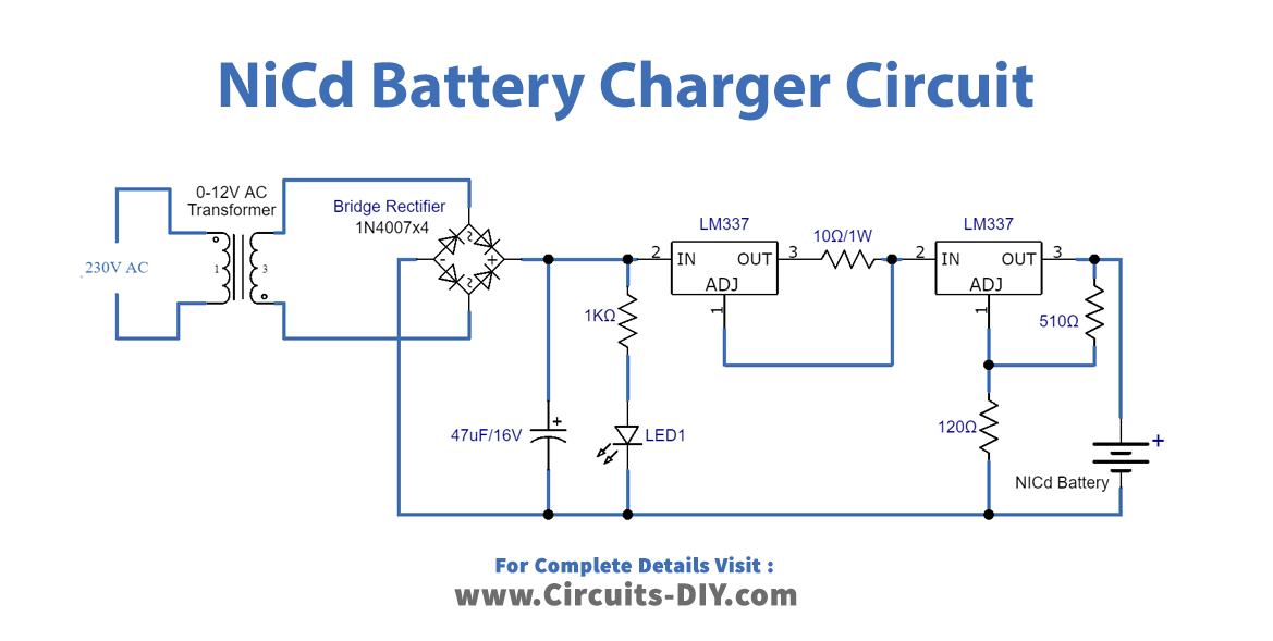 NiCd Battery Charger Circuit LM317