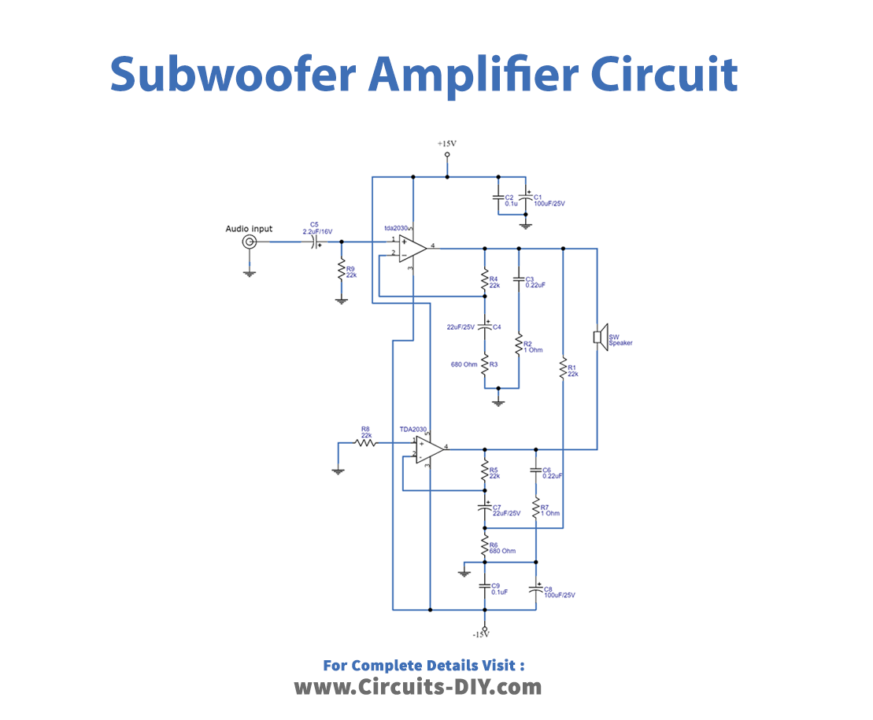 TDA2030 Subwoofer Amplifier Circuit - Circuits DIY