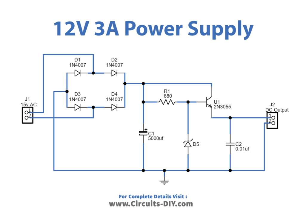 12V 3A Power Supply using 2n3055_Diagram-Schematic