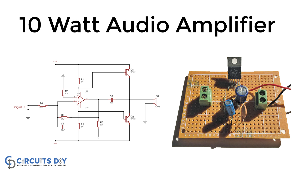 Hervir Pautas luto 10 Watt Audio Amplifier using Op-Amp and Power Transistors