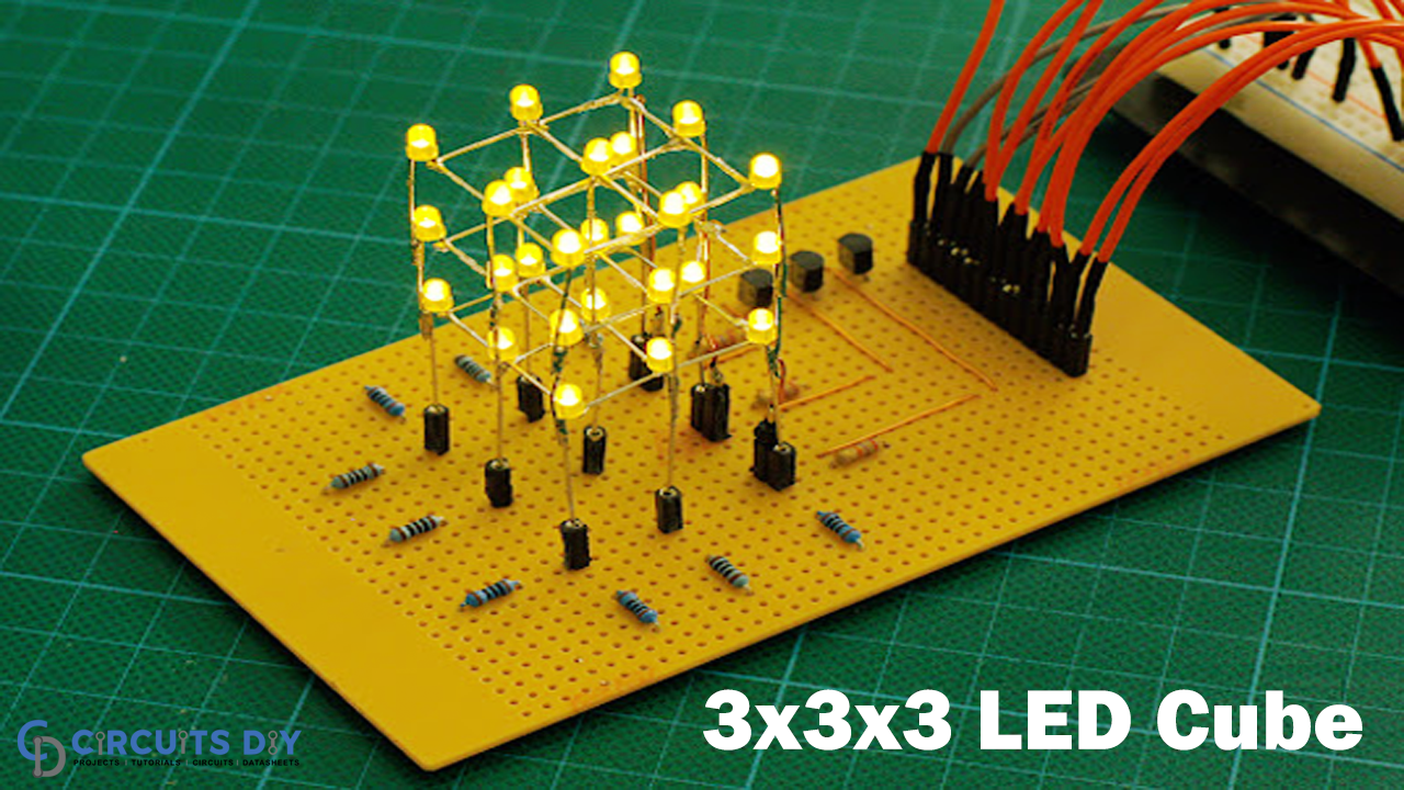 3x3x3 LED Cube using 555 Timer and CD4060 IC