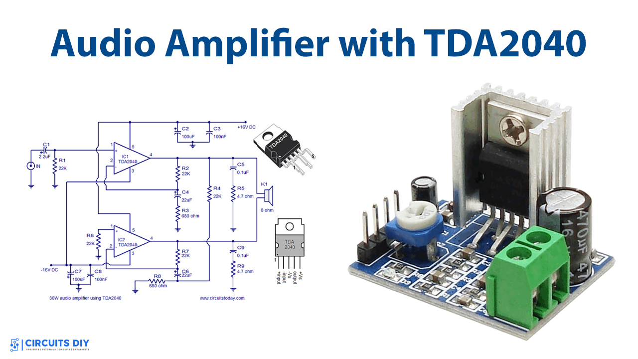 Audio-amplifier-using-TDA2040-Electronics-Projects
