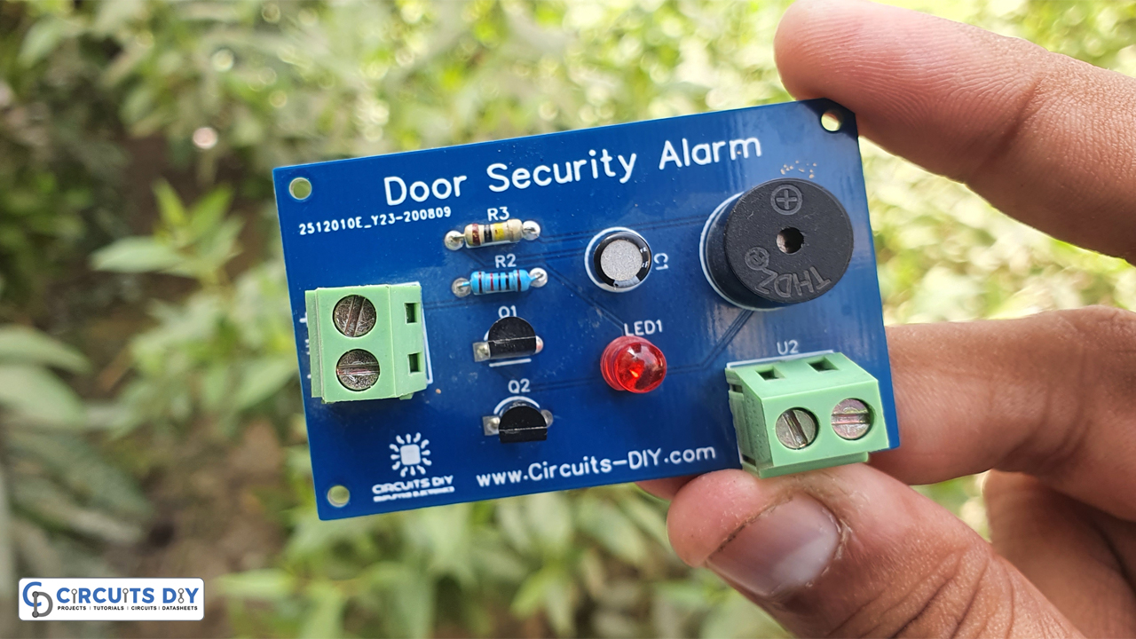 Door Security Alarm Circuit using Magnetic Reed Switch