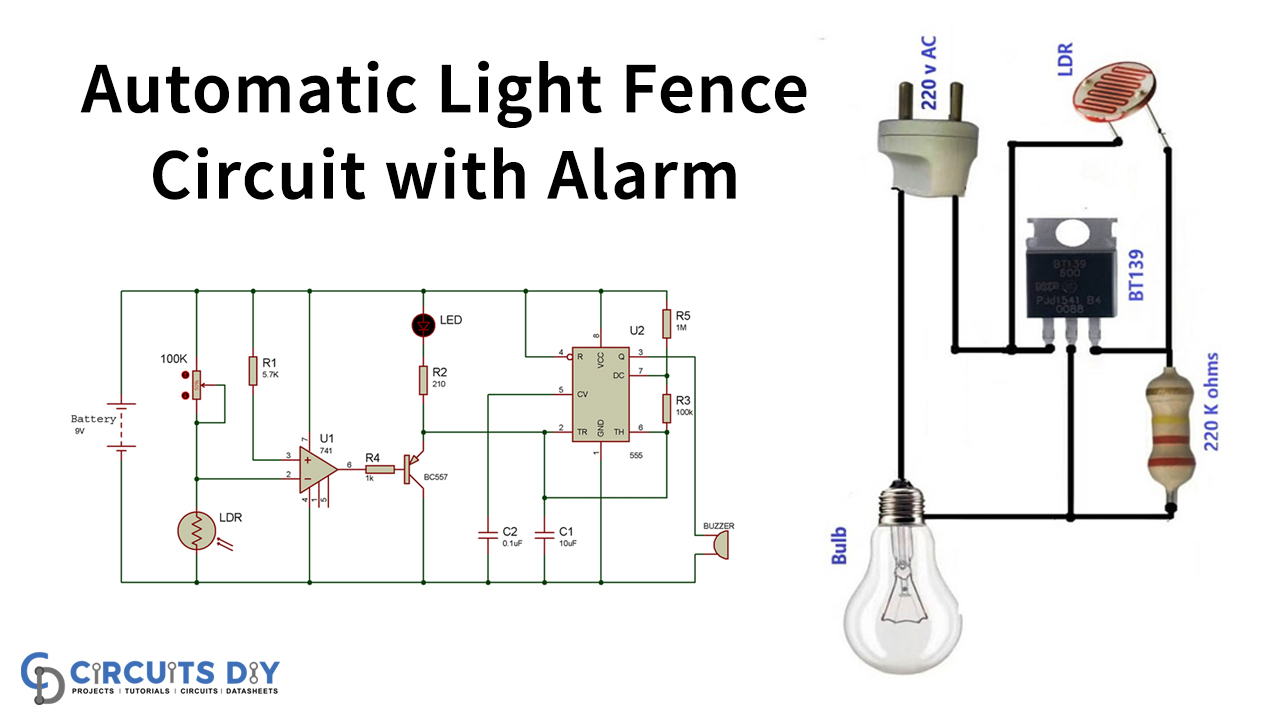 Automatic Light Fence Circuit with Alarm