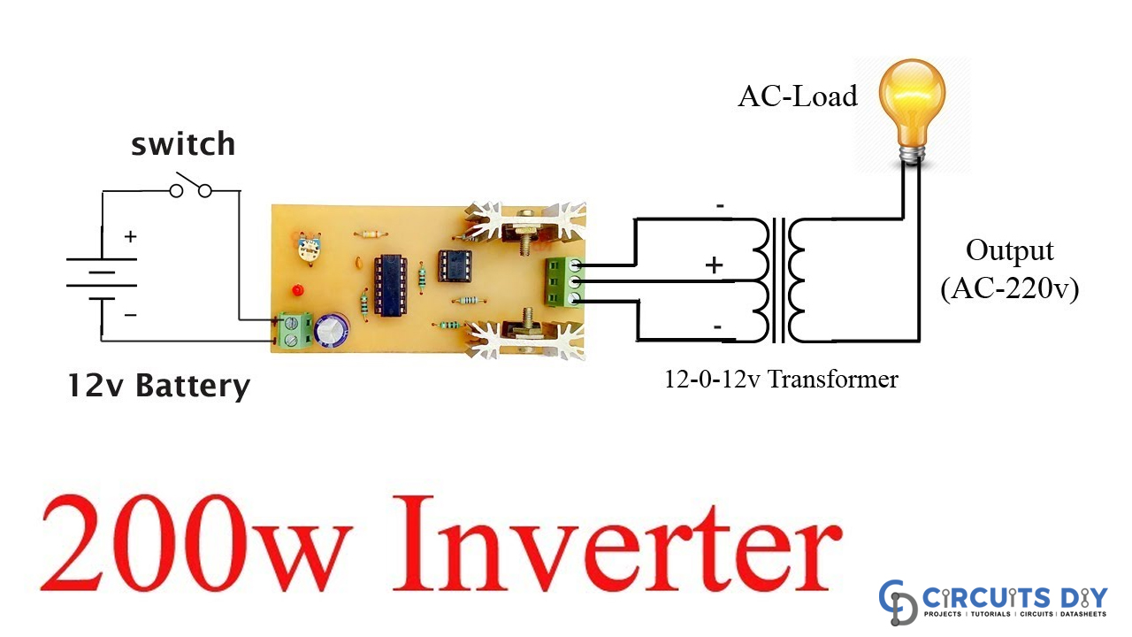 How to Make 200W Inverter 12V-220V Schematic - TRONICSpro  Electronic  circuit projects, Electronic schematics, 200w