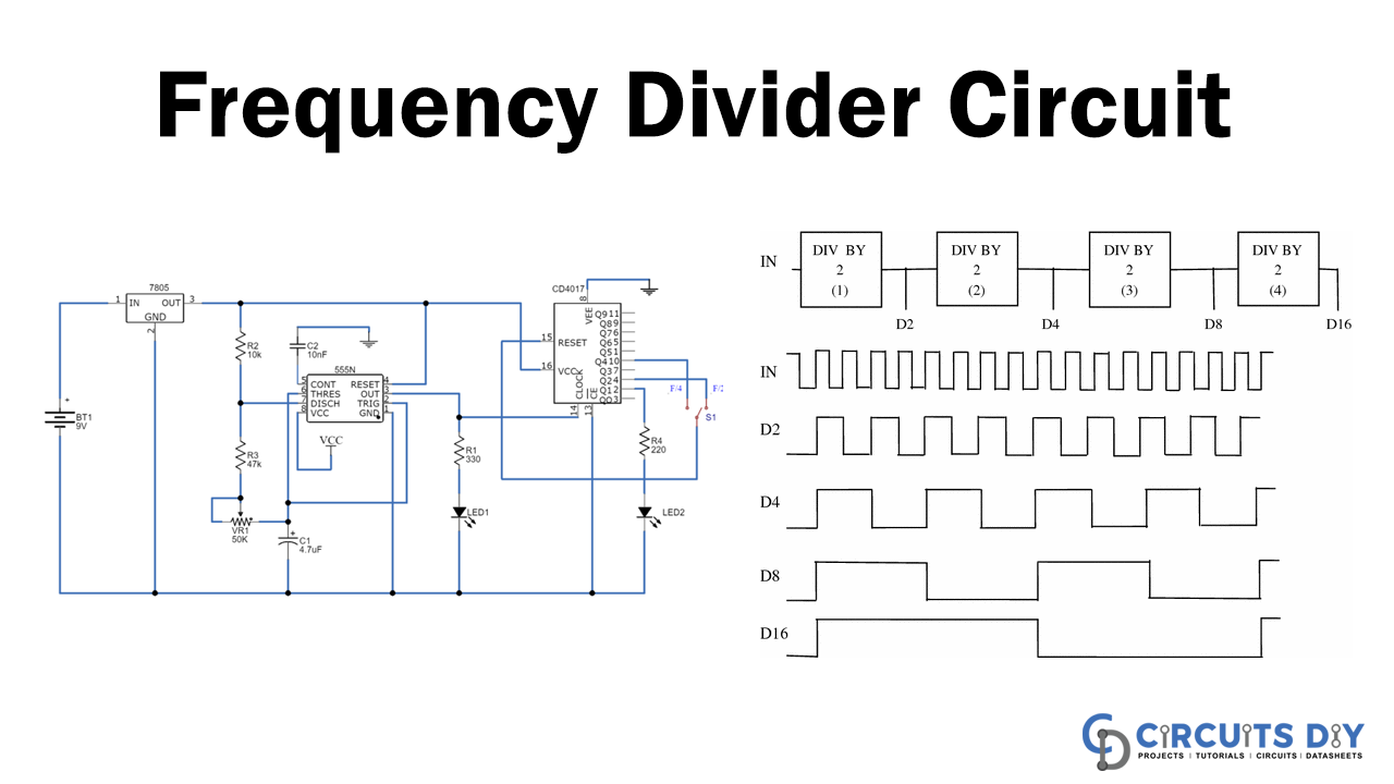 Frequency Divider Circuit using 555 Timer and CD4017