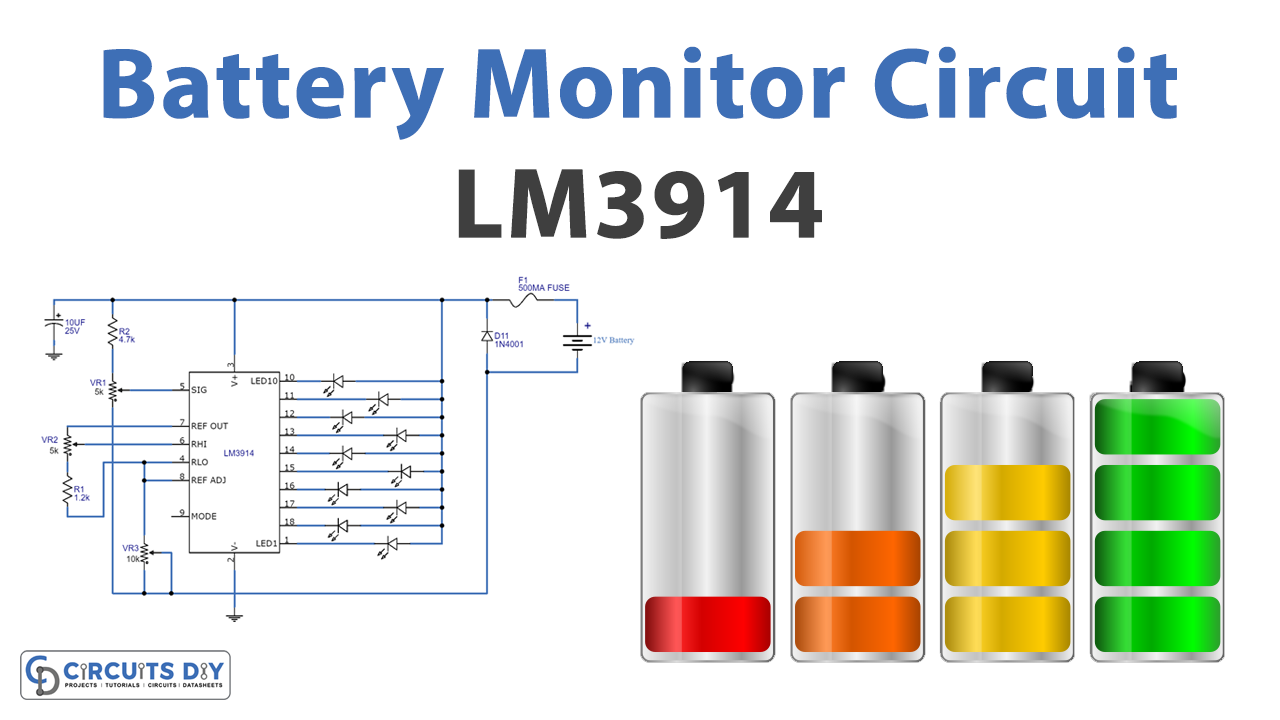 Battery Monitor Circuit with LM3914 IC