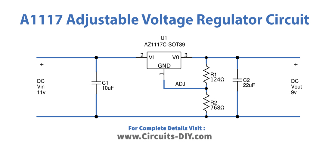 AZ1117C-Low-Dropout-Linear-Adjustable-Voltage-Regulator-Circuit