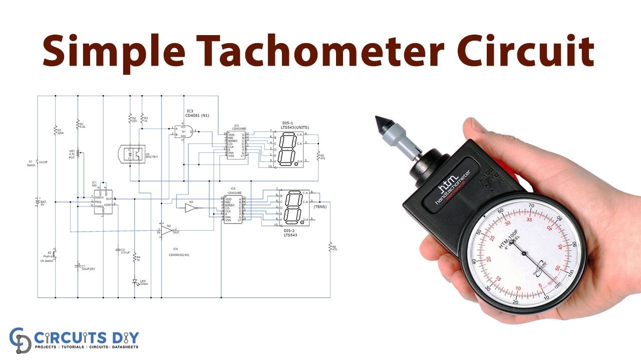 Simple Tachometer Circuit CD4033 IC