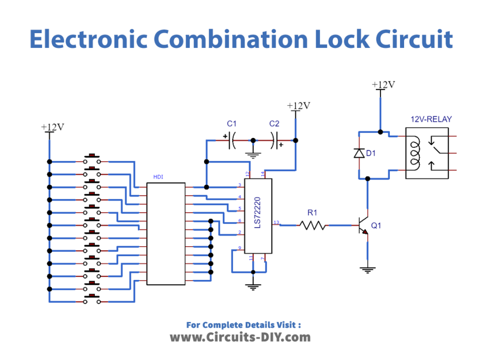 Electronic Combination Lock using IC LS7220_Diagram-Schematic