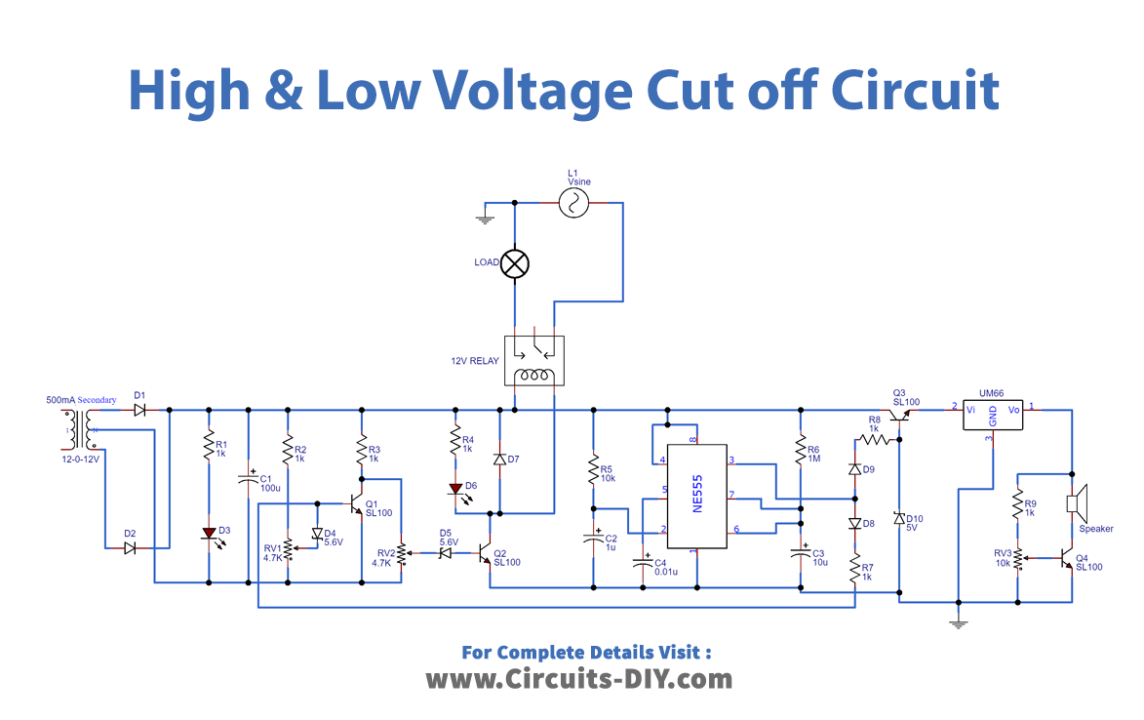 High & Low Voltage Cut off with Delay & Alarm_Circuit-Diagram-Schematic_