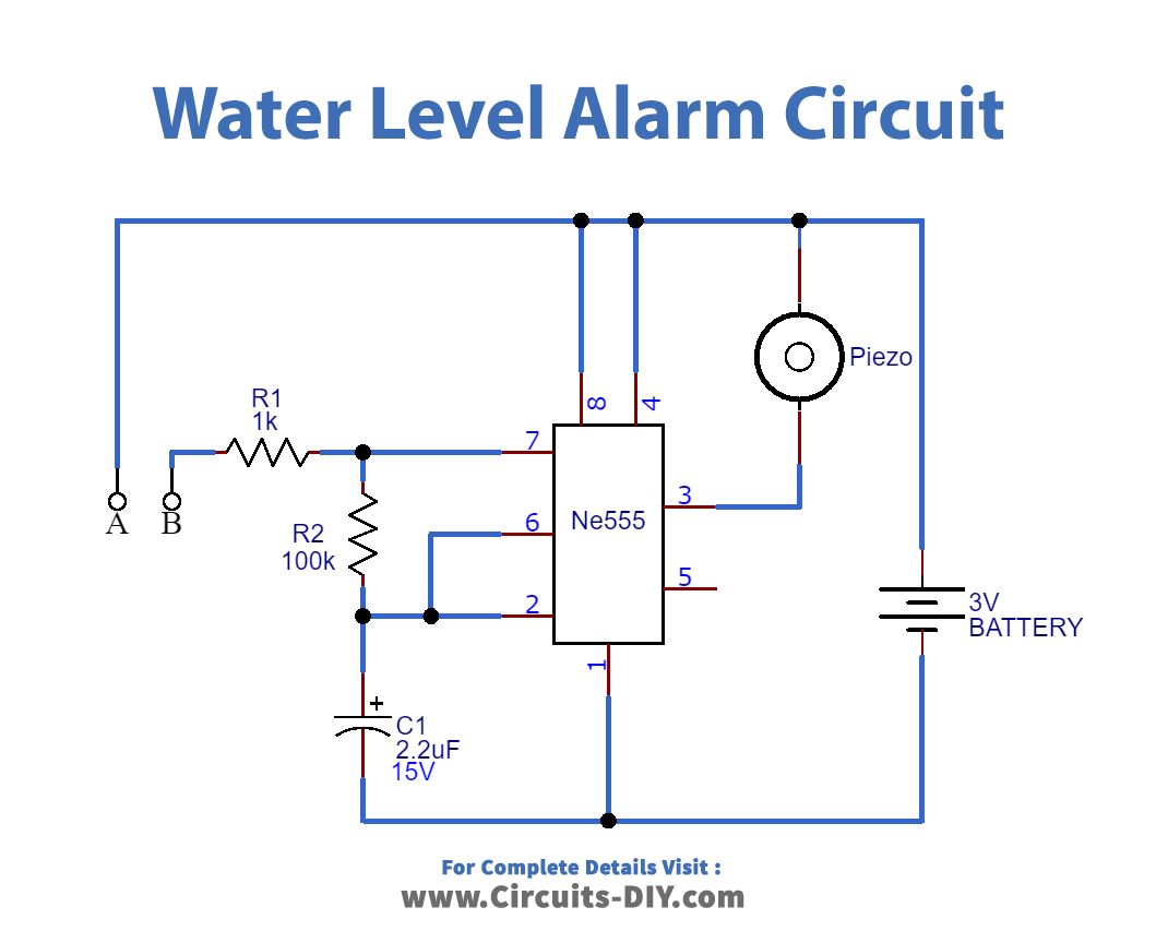 Simple Water Level Alarm Circuit Diagram
