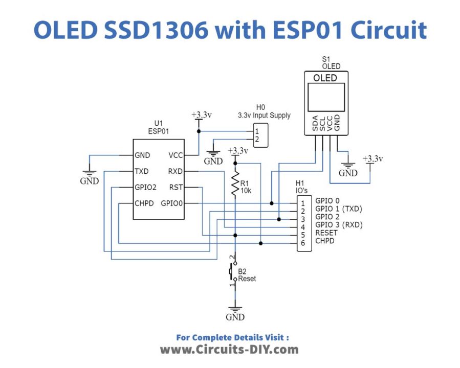 OLED-SSD1306-with-ESP01-Circuit