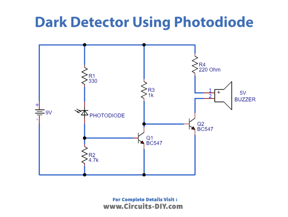 dark-detector-circuit-using-photodiode-Diagram-schematic
