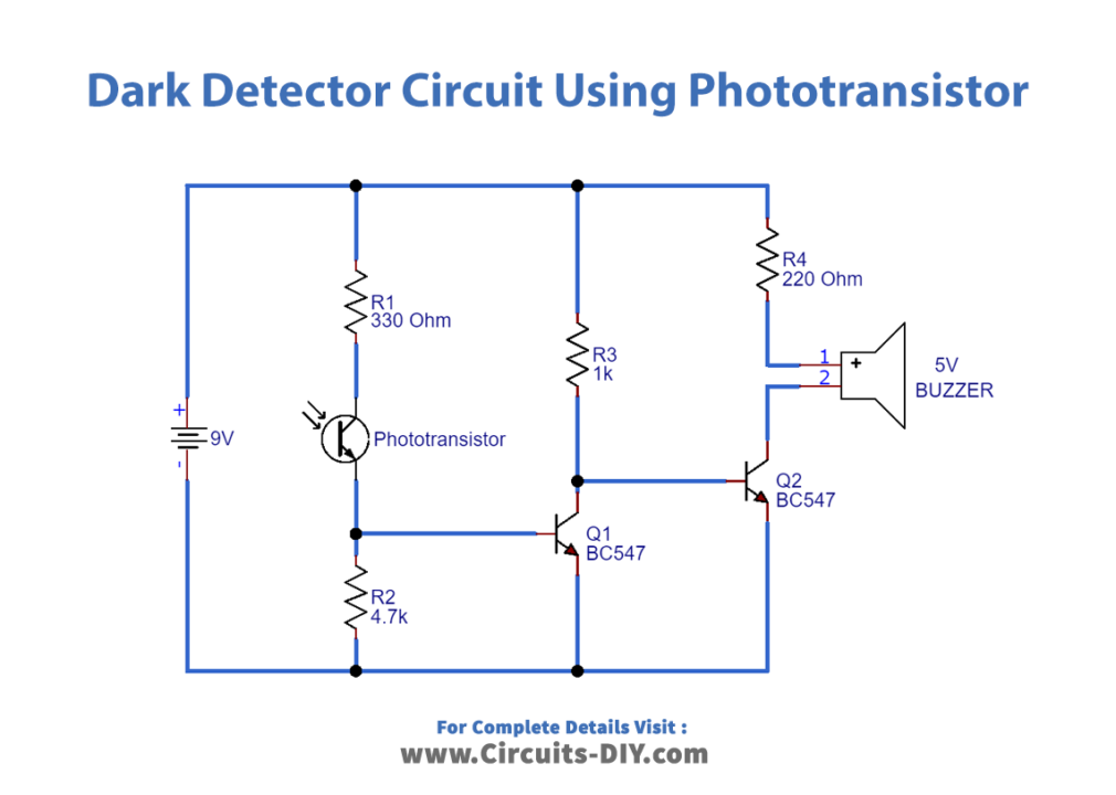 dark-detector-circuit-using-phototransistor-diagram-Schematic