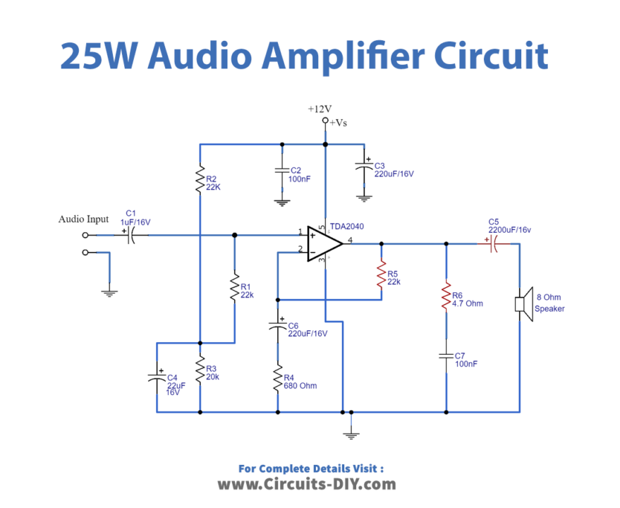 tda2040-25-watt-amplifier-circuit-diagram