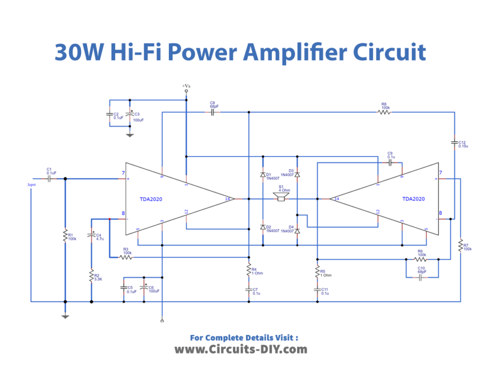 30W-TDA2020-OCL-amplifier-circuit-Diagram-Schematic