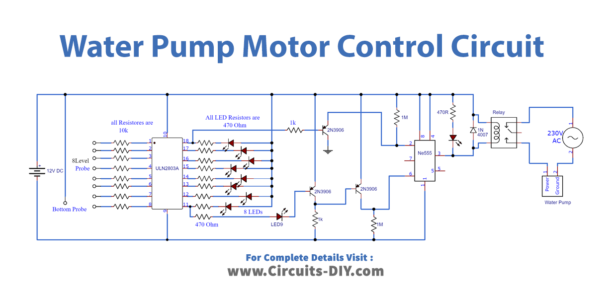 water-level-indicator-with-pump-controller-Circuit-Diagram