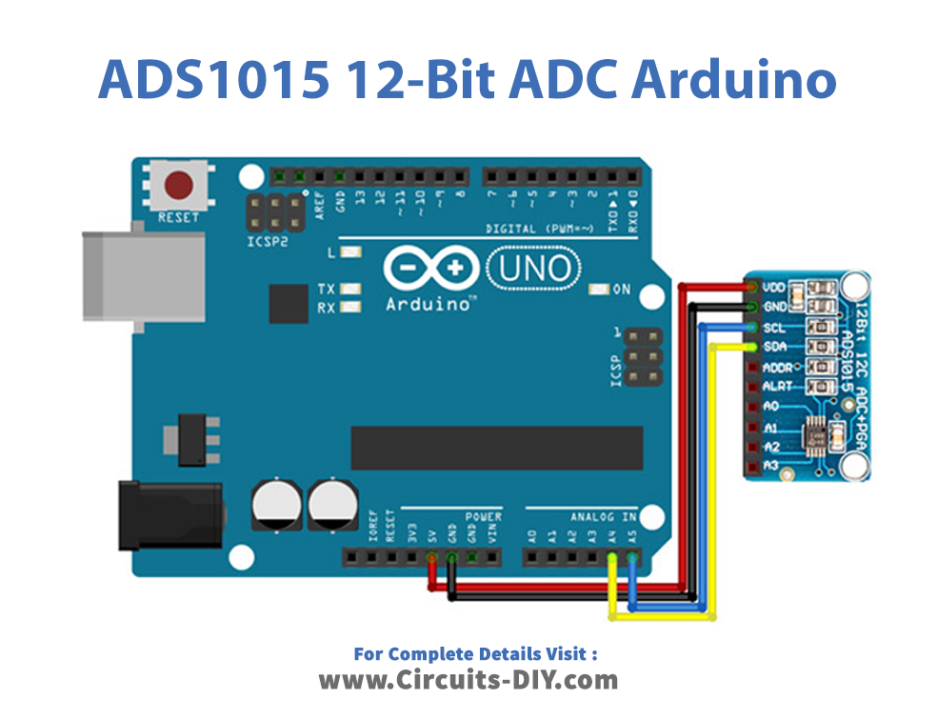 ADS1015 12-Bit ADC Arduino Circuit