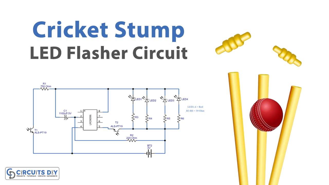 Cricket Stump LED Flasher Circuit