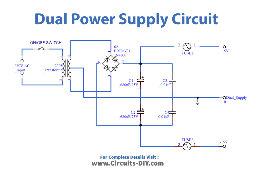 Dual power supply for operational amplifier_Diagram-Schematic