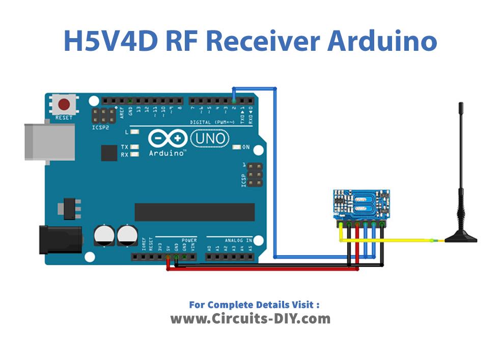 H5V4D 433MHz RF Receiver Module Arduino Circuit