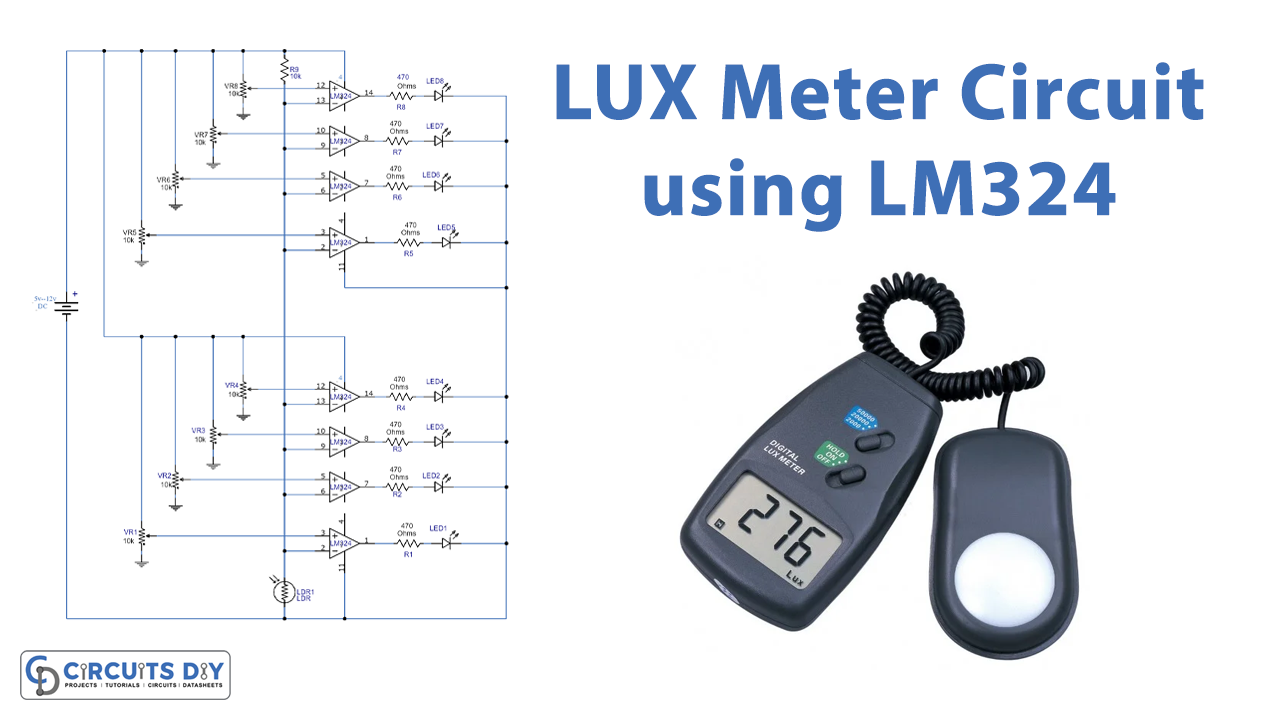 LUX Meter Circuit using LM324
