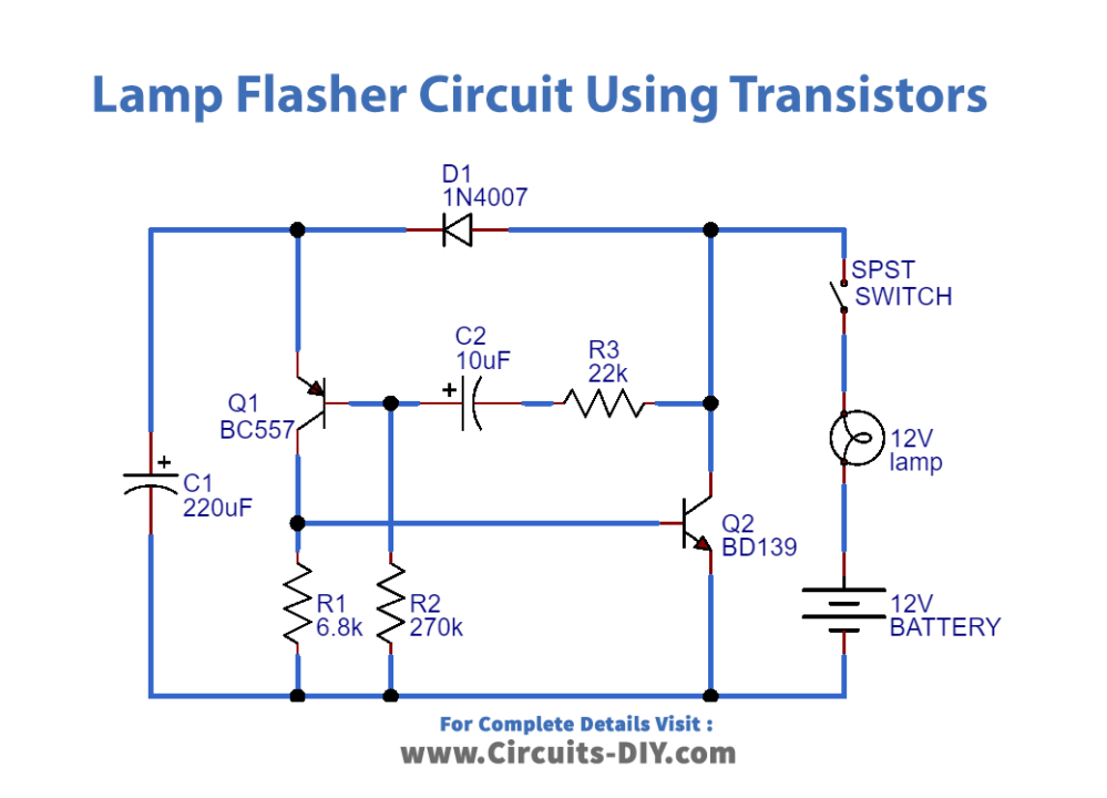 Lamp Flasher Circuit Using Transistors_Diagram-Schematic-1
